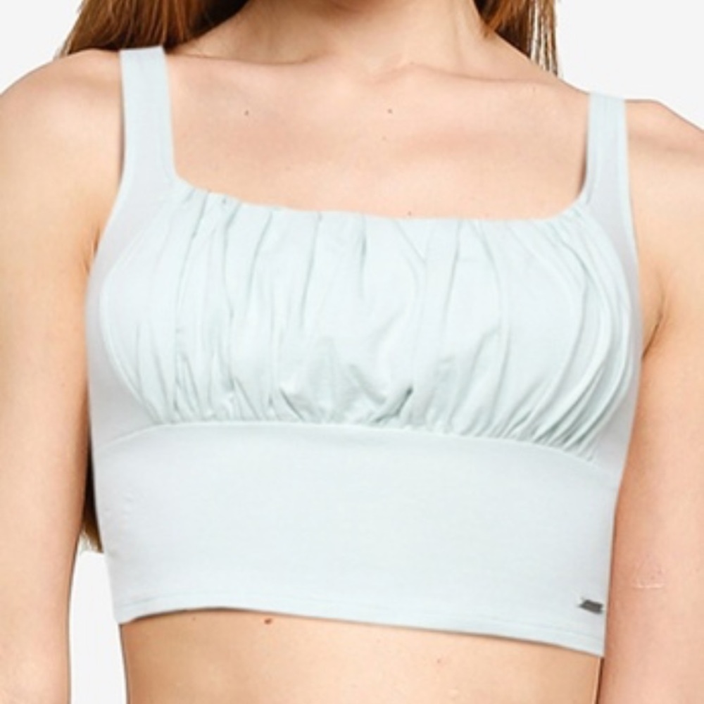 Hollister green ruched tank top
